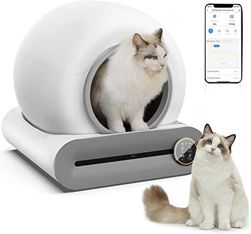 Self-Cleaning Cat Litter Box, Large Automatic Litter Box with APP Control, Smart Health Monitor for Multiple Cats, Easy Clean, Odor Control