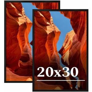 20x30 Picture Frame Set of 2, 20 x 30 Black Picture Frame with HD Plexiglas, 20 by 30 Poster Frame, Display Frame for Vertical or Horizontal, Presenting Spatial Aesthetics-Form & Light Series