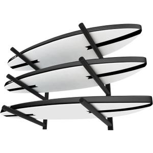 TWO STONES Surfboard Racks for The Wall, Surfboard Rack Hanger Works as a Shortboard, Skimboard & Longboard Hanger or Stand (CJ-OT2202) (3 Layers - Steel)