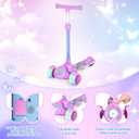 Nattork Kids Scooter for Girls with Light Up Wheels, Deck and Headlight, Wide Anti-Slip Deck and T-bar Handle with Rear Foot Brake, Adjustable Height 3 Wheel Scooter for Kids Ages 3+ and up to 220Lbs