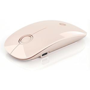 RAPIQUE R306 Pro Wireless Mouse, Dual Bluetooth & 2.4GHz, Connect Up to 3 Devices, Type-C Rechargeable, Silent Click, Ergonomic Symmetrical Design, for MacBook, Laptop, Tablet - Beige