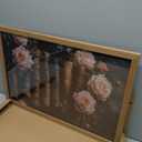 Vintage Framed Wall Art Roses and Books Canvas Prints, Dark Academia Wildflowers Oil Painting, Botanical Book Pictures Artwork for Living Room Bedroom Study Dark Wooden Frame 16x24in
