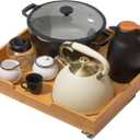 HOLDN STORAGE Bamboo Wooden Pull out Cabinet Organizer 26"W x 21"D Requires At Least a 27.25"W x 21"D Cabinet Opening, Bamboo Tray and Heavy Gauge Metal Rails