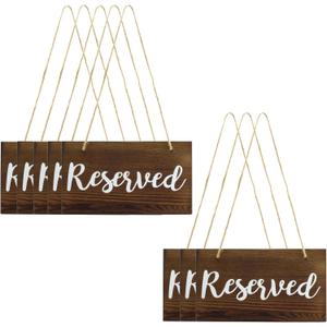 8 pcs Wooden Reserved Seating Signs Hanging Rustic Reserved Chair Signs Wood Wall Hanging Plaque Sign with Rope for Chairs Farmhouse Wedding Special Events Church Pews Restaurant