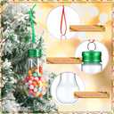 Sliner 24 Pcs Christmas Booze Balls with Ribbons Clear Plastic Fillable Christmas Bulbs Ornaments Plastic Fillable Light Bulbs with Screw Top for Crafts Xmas Tree Party Favors