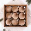 9 Pcs Christmas Tree Ornaments Set, 80mm/3.15in Large Velvet Christmas Balls for Xmas Tree Decorations Shatterproof Hanging Flocked Balls Ornaments Brown