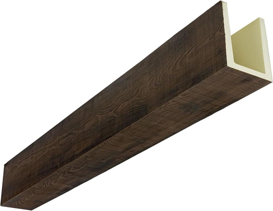 Heritage Timber Rustic Sawn Faux Wood Beam, 3-Sided (U-Beam), 3 1/2"W x 3 1/2"H x 72"L, Kona Brown Finish