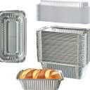 50 Pack 6.9"x3.5" Disposable Aluminum Loaf Pans with Lids - 1Lb Mini Baking Pans, foil pans, ldeal for Baking Bread, Cakes, Cinnamon Rolls & Storing Refrigerated Food