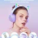 Cat Ear Bluetooth Headphones with Micphone for Kids & Adults, LED Light Up Wireless HI-FI Sound Quality, Over-Ear Headphones with Volume Control for iPhone/iPad/Laptop/PC(55H Play Time)