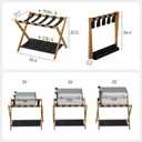 Luggage Rack, Folding Luggage Rack for Guest Room, Walnut Bamboo Suitcase Stand Holds up to 131 lb, Luggage Stand with Storage Shelf for Hotel, Bedroom (1 Pack)