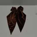 Brown Velvet Large Hair Bow Long Tail Bowknot Hair Barrette Clip 8.26 Inch Women Girls Fall Winter Ponytail Holder Hair Accessories