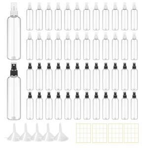 48 Pcs 8 oz Plastic Spray Bottles Refillable Mist Sprayer with Spray Cap Classic Fine Mist Spray Bottles Clear Empty Plastic Travel Bottles for Oils Travel Perfumes Essential (Black,White)