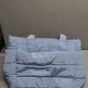 Tote Bag for Women Puffer Tote Bag Large Nurse Bags Shoulder Handbag with Zipper for Work Travel (Ice Blue)