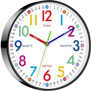 Kids Wall Clock, 8 Inch Small Modern Wall Clocks Battery Operated, Silent Non-Ticking Analog Classic for Office, Home, Bathroom, Kitchen, Bedroom, School
