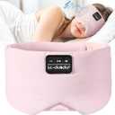 LC-dolida Sleep Mask with Bluetooth Headphones, Ice Silk Sleep Headphones with Bluetooth 5.4, Total Blackout Eye Mask for Sleeping, Sleep Soft Mask for Women Men, All Night Sleep, Travel(Pink)