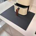 Silicone Heat Resistant Mats for Countertop, 2MM Extra Thick Mat for Kitchen Counter, Suitable for Airfryer, Microwave, Coffee Maker, Non Slip Hot Pad, Waterproof (Black, 19.3 * 14.57)