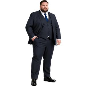 GATMSTZ 3 Piece Suit for Men Big and Tall Classic Fit Men Tuxedo Suit Set Jacket Vest Pants (Charcoal, Size 64)
