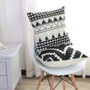 Set of 4Throw Pillow Covers Decorative 20x20 Inch for Couch, Large Black and White Square Outdoor Accent Pillows Cover Case for Bed Cushion and Living Room Farmhouse Decoration (Black0150)