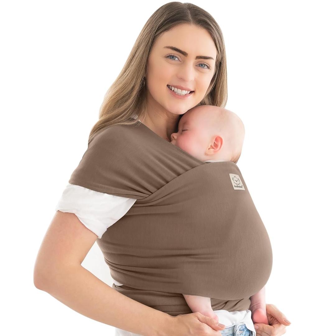 KeaBabies Baby Wrap Carrier - All in 1 Original Baby Carrier Newborn to Toddler Sling, Easy to Wear, Hands Free Bonding, Lightweight, Breathable Infant Wraps (Saddle Brown) (One Size (Pack of 1)