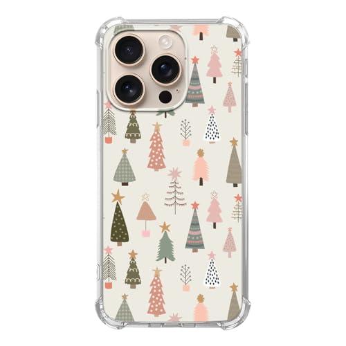 Fisgerod Cute Christmas Trees Phone Case for iPhone 16 Pro Max, Winter Christmas Trees Pattern Phone Cover, Soft Trendy TPU Bumper Cover Case