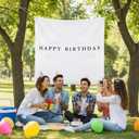 Oudain 59x59 Inch Happy Birthday Burlap Banner, Fabric Party Decorations Backdrop, Boho Rustic Photo Props Sign with Hanging String for Birthday Party Indoor Outdoor Yard Wall Decor