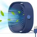 Simpeak Small USB Fan Small Quiet Portable USB Powered ONLY (No Battery), Cooling 3 Speed Setting 360 Adjustable Swivel Desktop Personal Fan for Home Office Bedroom Outdoor Travel Summer, Blue