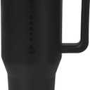 HydroJug Traveler - 40 oz Water Bottle with Handle & Flip Straw - Fits in Cup Holder, Leak Resistant Tumbler-Reusable Insulated Stainless Steel & Rubber Base - Gifts for Women & Men, Black