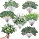 Ceenna 200 Pcs 6 Kinds Mixed Eucalyptus Leaves Stems Bulk Artificial Eucalyptus Leaves Sprays Silver Dollar Faux Greenery Picks Bundle for Wedding Vase Floral Arrangement Decor