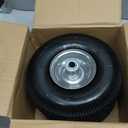 RRQ 10 Inch Pneumatic Wheel 4.10/3.50-4 Tire, 10" Pneumatic Wheels with 5/8" Bearings,2.2" Offset Hub for Garden Cart, Hand Truck, Lawn Cart, Mower (2 Pack)