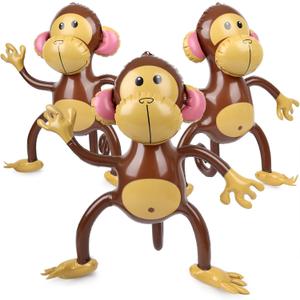FUTUREPLUSX 3 PCS Inflatable Monkeys, Jungle Animal Balloons Jungle Themed Birthday Party Decorations Baby Shower Party Supplies