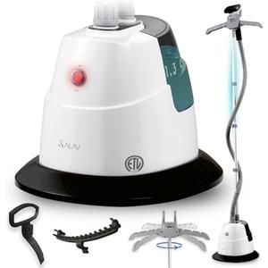 SALAV Standing Steamer with Garment Hanger, 1.3L Water Tank for 1 Hour Continuous Steaming, Heats in 45 Seconds, Double-Insulated Steam Hose (Black, Garment Steamer)