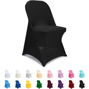 ManMengJi Spandex Folding Chair Covers, Black Folding Chair Slipcovers 12 PCS, Universal Fitted Chair Slipcovers for Wedding, Party, Banquet, Holidays, Celebration