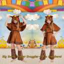 Capybara Kids Costume Set, Halloween Costume 3-Piece Outfit Cute Animal Dress-Up for Parties, and Playtime (Large, Brown)