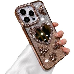Designed for iPhone Case,Luxury Electroplated Glitter Bling Mirror Spark Sparkly Shockproof Protective Cover Phone Case (iPhone 16 Pro Max,Gold)