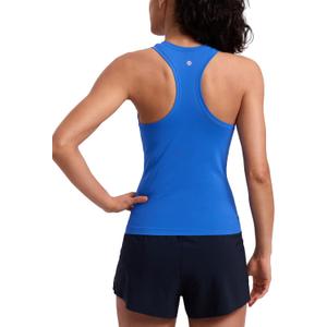 CRZ YOGA Seamless Racerback Tank Waist Length | Training, Chafe-Free, Slim Fit, Crewneck, Mesh Vents, Workout, Sleeveless Tops for Women (Blue, M)