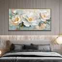 Enartly Extra White Flowers Framed Wall Art for Living Room, 3D Textured Floral Canvas Painting Sage Florals Picture Artwork for Bedroom Dining Room Kitchen Home Office Wall Decor, 58"x29"