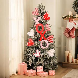 12 Pcs Valentine's Day Decorations Tree Picks Extra Large Red Pink White Heart Tree Ornaments Cute Romantic Heart Decorations for Home Wedding Office Holiday Party Anniversary Decor