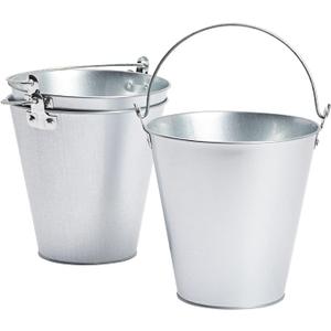 Juvale Galvanized Metal Ice Buckets 3-Pack - 7in Top Dia × 4.5 in Bottom × 7.2 in H, 100 oz Capacity, Silver - Galvanized Tin Construction with Handles - Beer & Wine Bucket for Parties & Decor