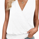 2 x 
ANRABESS Womens V Neck Tank Tops Wrap Banded Hem Shirts Sleeveless Ruched Going Out Blouse 2026 Summer Fashion Clothing White XX-Large