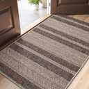 DEXI Dirt Trapper Door Mat, 31x48 Washable Doormat, Dirt Resistant and Absorbent, Easy Clean Low-Profile Floor Rugs for Entryway, Front Door, and Inside Entrance, Striped Brown