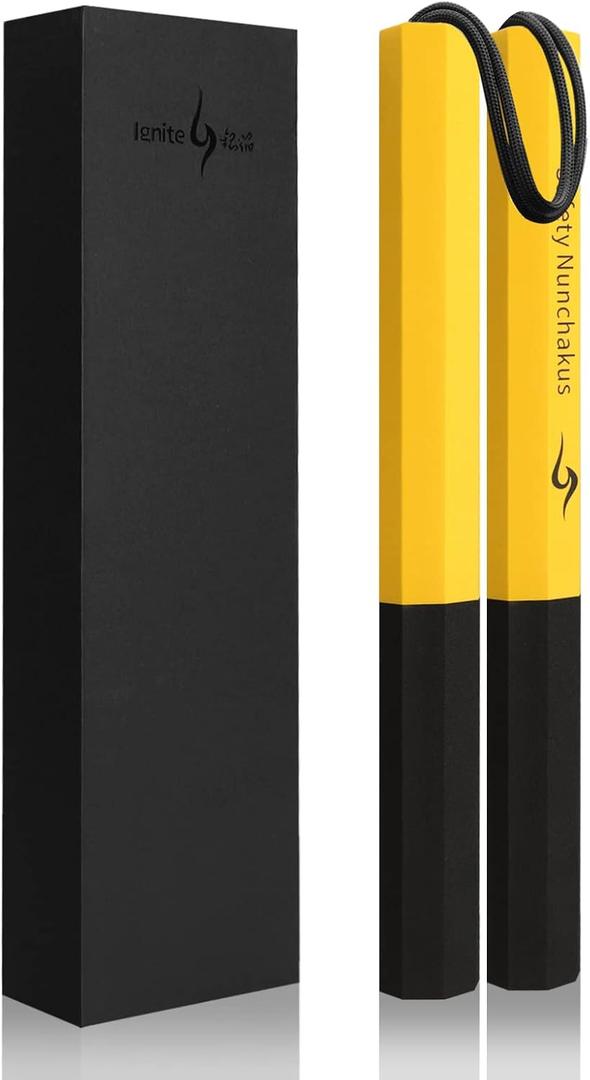 Nunchucks Upgraded Safe Foam Practice Nunchucks for Kids and Adults, Safe and Durable Nunchucks for Beginners and Professionals (Yellow)