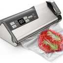 Mesliese Vacuum Sealer Machine, Powerful 95kPa 140W One Hand Operation Food Sealer, Double Seal Strip with Build-in Cutter & Countdown Display (Silver Gray)
