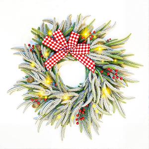 Christmas Wreath for Front Door 22" Artificial Snow Wreath with LED Light Home Wall Decor Christmans Decor Outdoor Decor