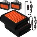 Tuanse 2 Pcs USB Heated Blanket 25"x 35" Heated Car Blanket 5V Portable USB Electric Throw 3 Heat Setting Electric Throw with Timer Temperature Controller for Car Winter Home Office(Black,Shearling)