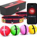 YMX BOXING Ultimate Reflex Ball Set with Counter App - 4 React Reflex Ball Plus 2 Adjustable Headband, Great for Reflex, Timing, Accuracy, Focus & Coordination Training for Boxing, MMA and Krav Mega (Pink/Yellow/Red/Green)