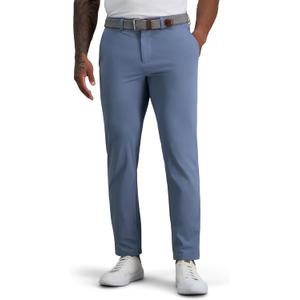 Haggar Mens Sport Travel Performance Athletic Fit Flat Front Stretch Casual Pant (Gray)