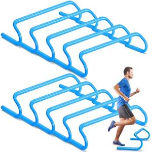 Wettarn 10 Pcs Speed Agility Training Hurdles Detachable Durable Hurdle Agility Plyometric and All Purpose Speed Training Equipment for Athletes Soccer Basketball(6 Inch,Blue)