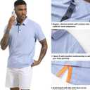 Men's Polo Shirts Short Sleeve Cotton Blend Moisture Wicking Dry Fit Performance Collared Golf Shirts for Men (Blue, XXXL)