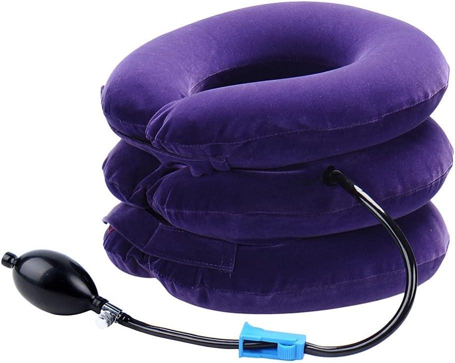 Cervical Neck Traction Device Inflatable Neck Stretcher, Easy to Use for Chronic Neck and Shoulder Pain Relief Traction Spine Alignment, Neck Cervical Brace (Purple)