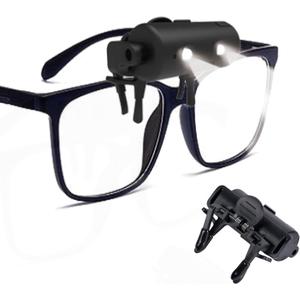 Night Light Flashlight Light up Glasses 2 Pack Rechargeable led lamp, Clip On of Any Style of Glasses, Convenient to Crochet Light, Mini Light, Funny lamp, Emergency Clip on
